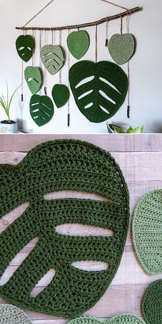 monstera leaf free crochet pattern and tutorial