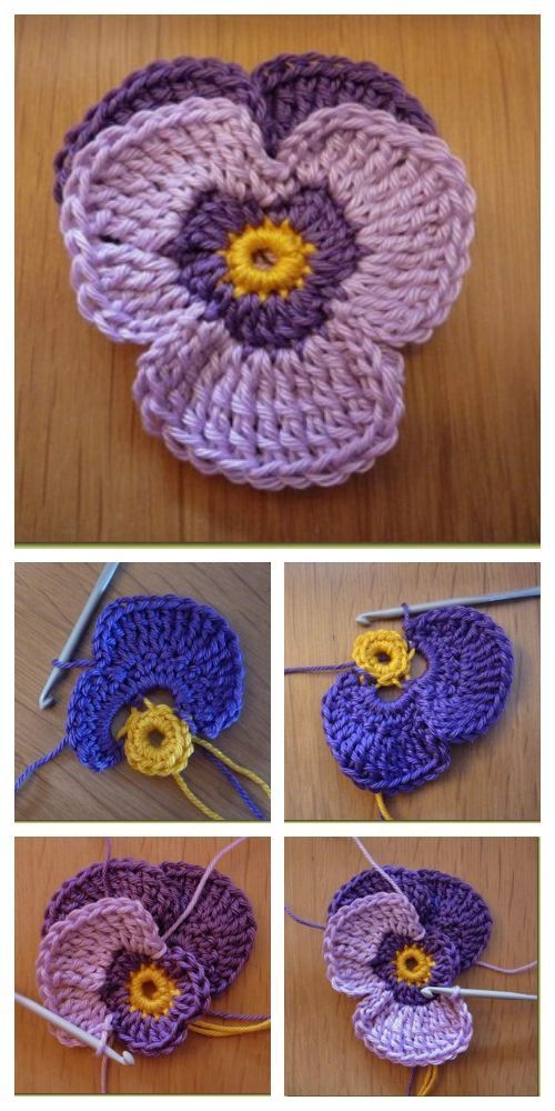 pansy flower free crochet pattern 2
