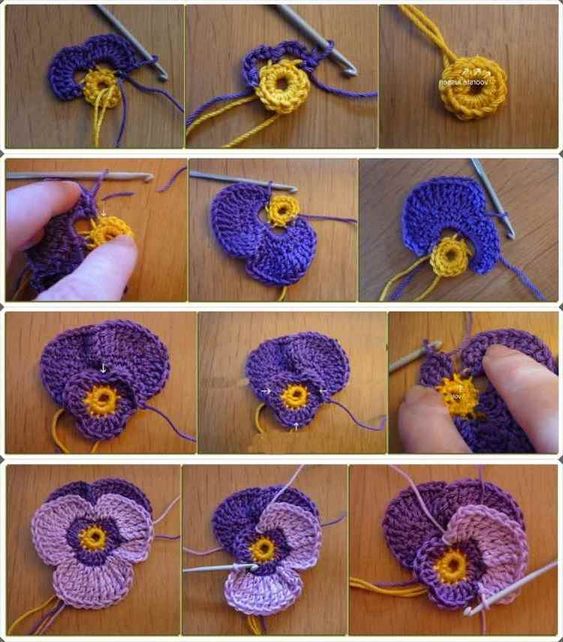 pansy flower free crochet pattern 4