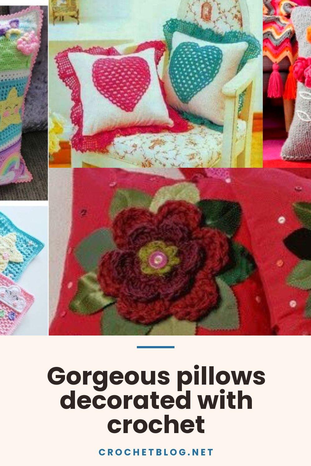 Gorgeous pillows decorated with crochet