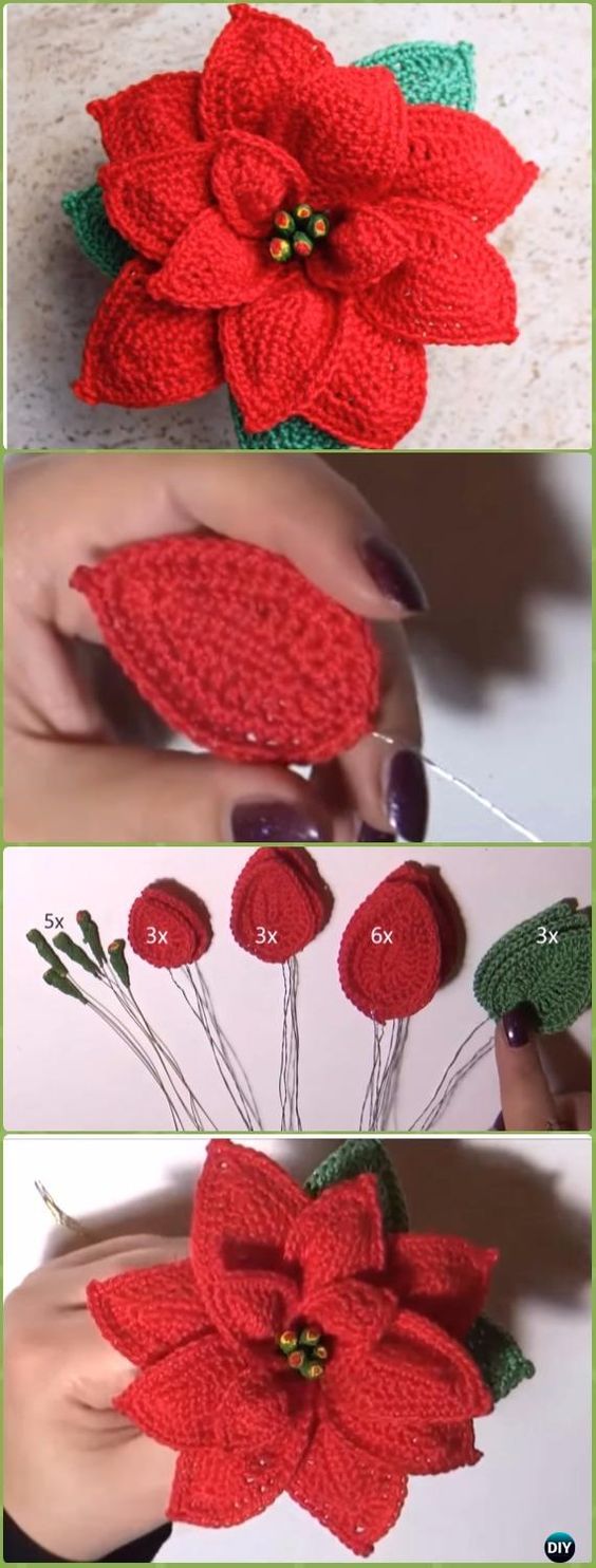 poinsettia free crochet pattern 4