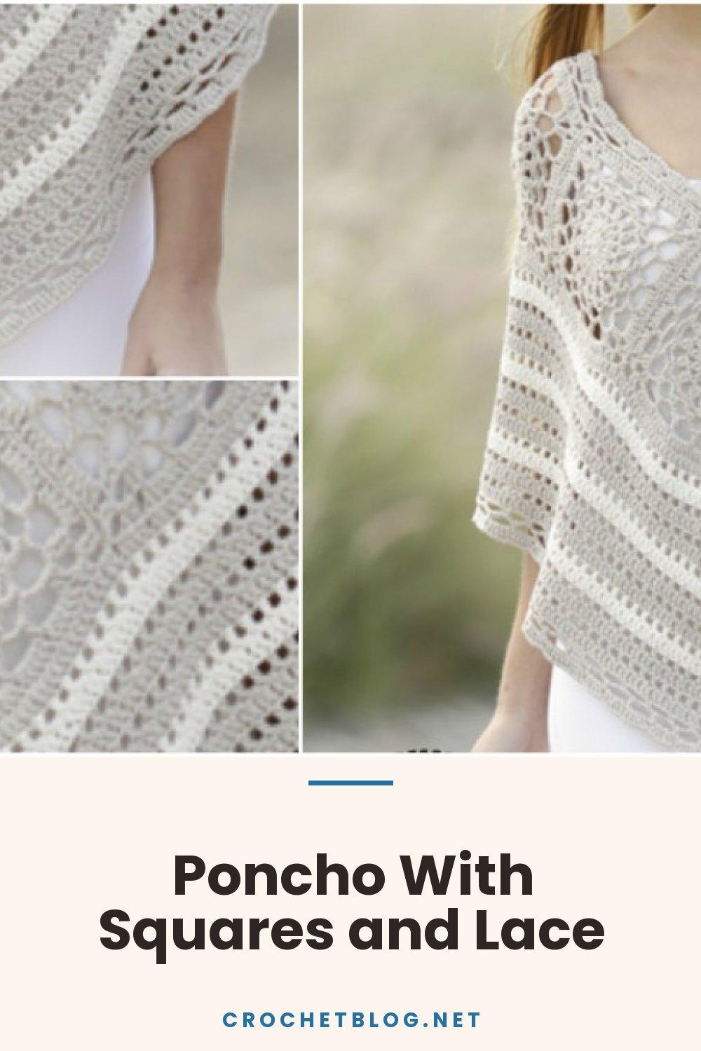 Poncho With Squares and Lace