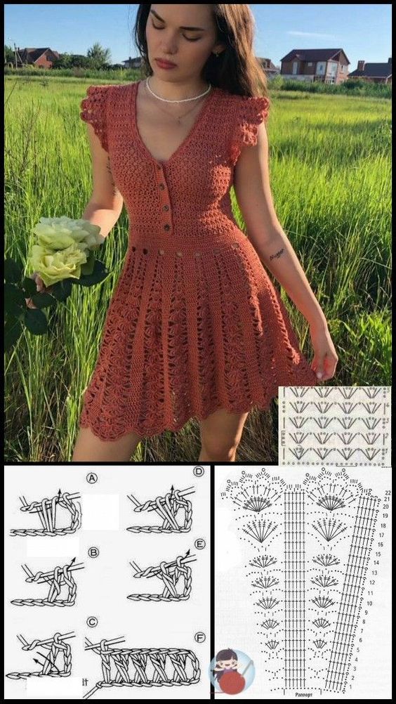 pretty short crochet dresses patterns 2