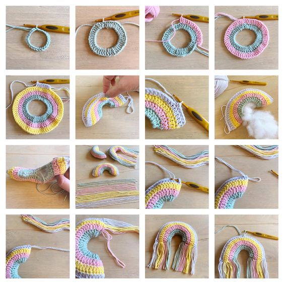 rainbow crochet keychains 1