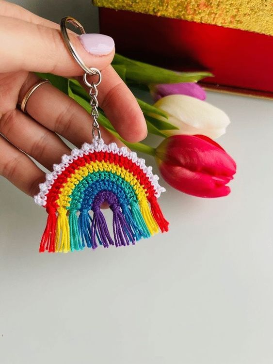 rainbow crochet keychains 2