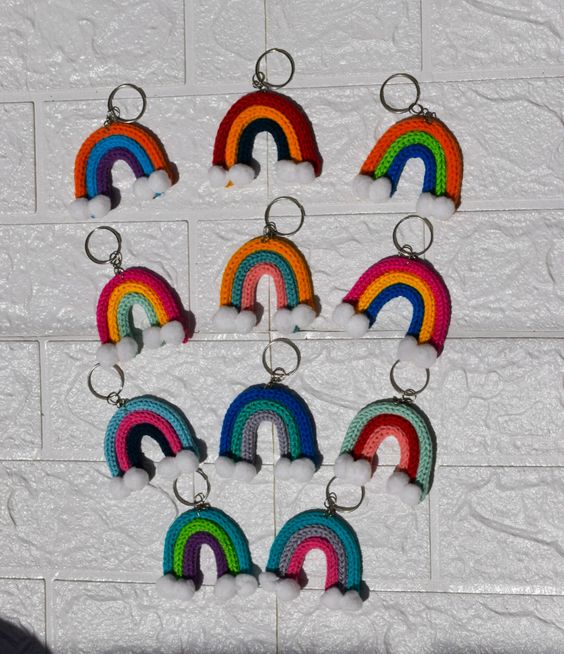 rainbow crochet keychains 6