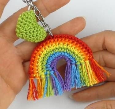 rainbow crochet keychains 8