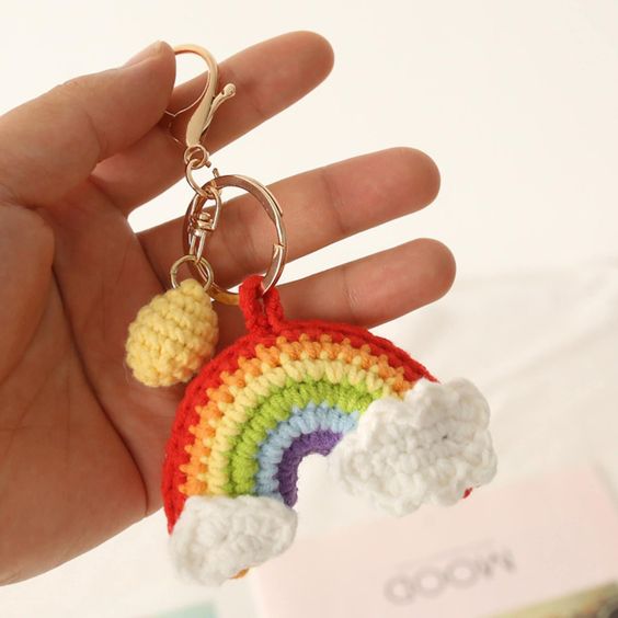 rainbow crochet keychains