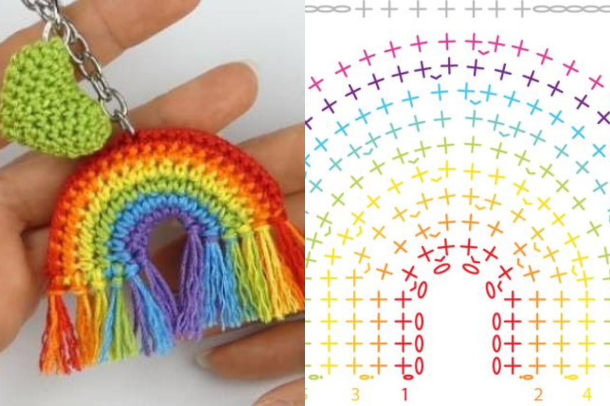 rainbow crochet keychains