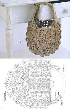 round crochet bags with graphic 1