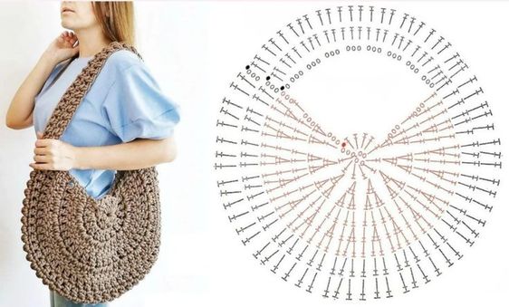 round crochet bags with graphic 2