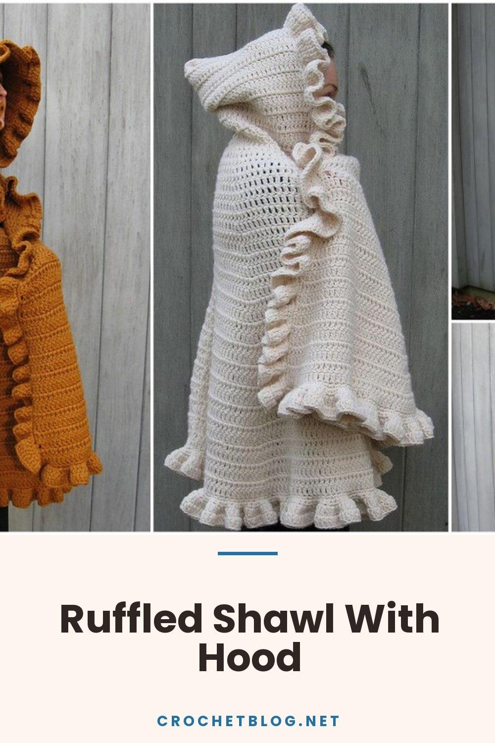 Ruffled Shawl With Hood