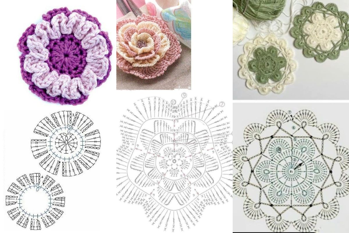 simple crochet flower graphics 10