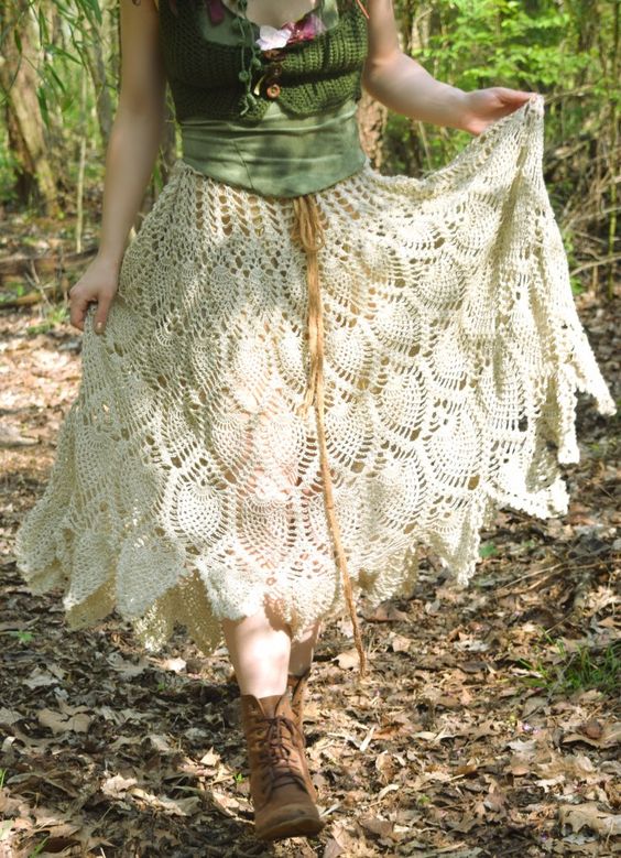 skirt in crochet pineapple stitch 5
