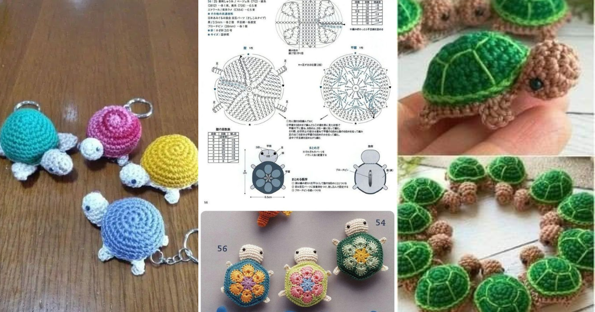 small crochet turtle keychain