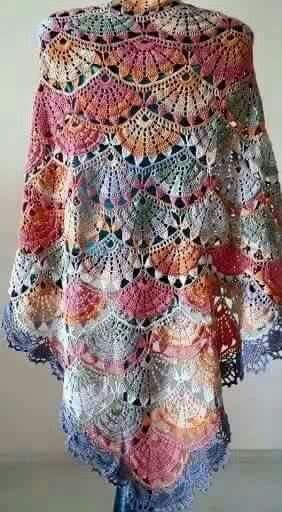 spring colorful crochet shawl