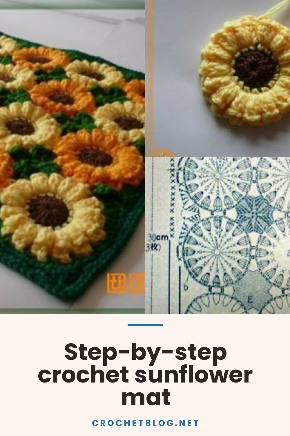 Step-by-step crochet sunflower mat