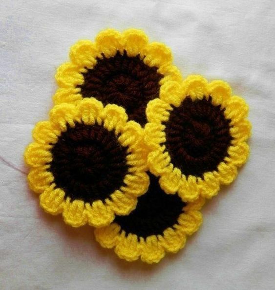 sunflower crochet potholder tutorial 1