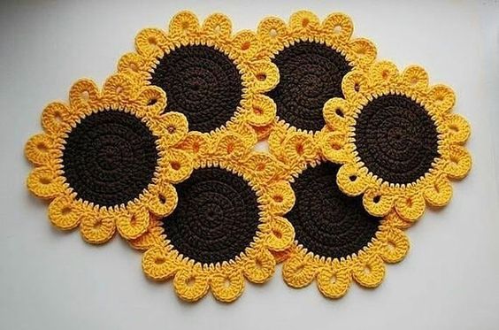 sunflower crochet potholder tutorial 3