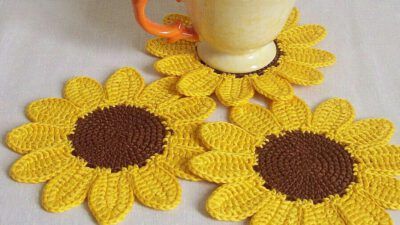 sunflower crochet potholder tutorial 5