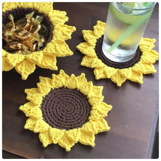 sunflower crochet potholder tutorial 6