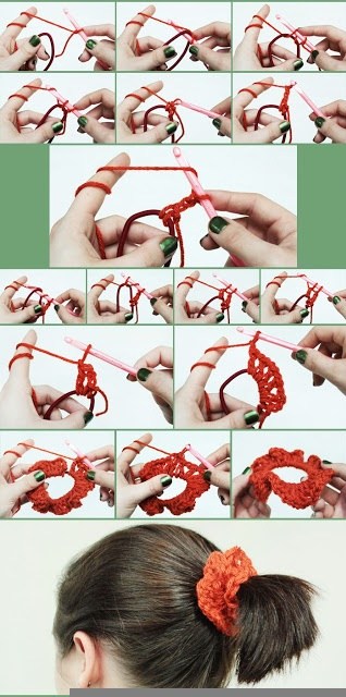 super easy crochet hair scrunchie 1