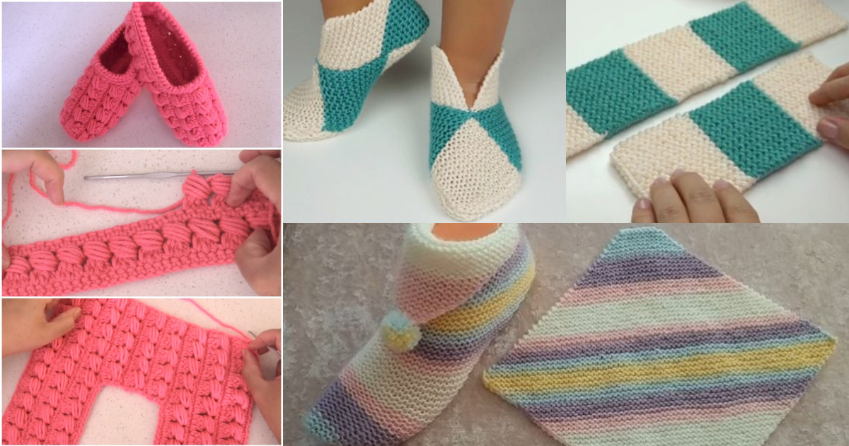 super easy single fold crochet slippers