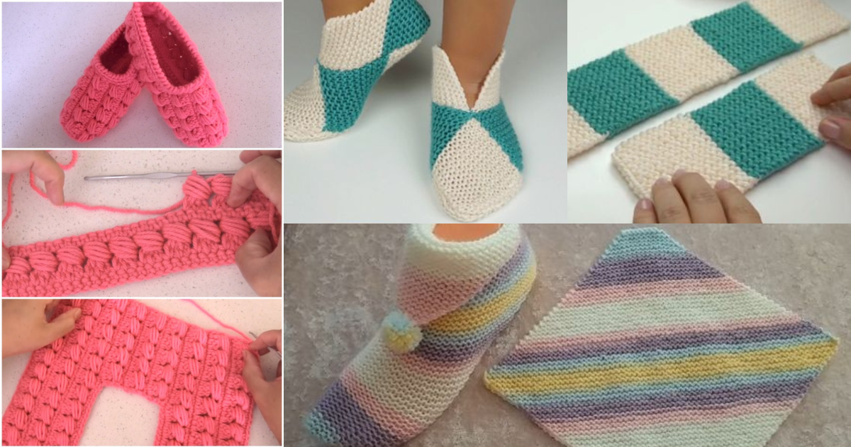 Super Easy Single Fold Crochet Slippers