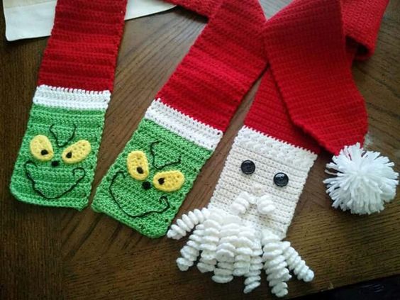 trendy christmas crochet scarf ideas 3