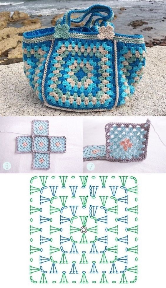 turn crochet squares into bags 3