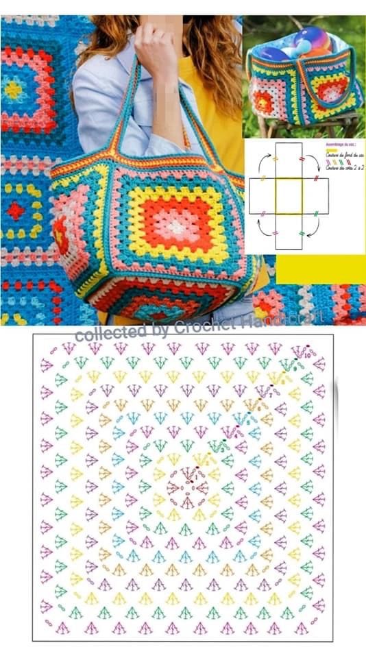 turn crochet squares into bags 6