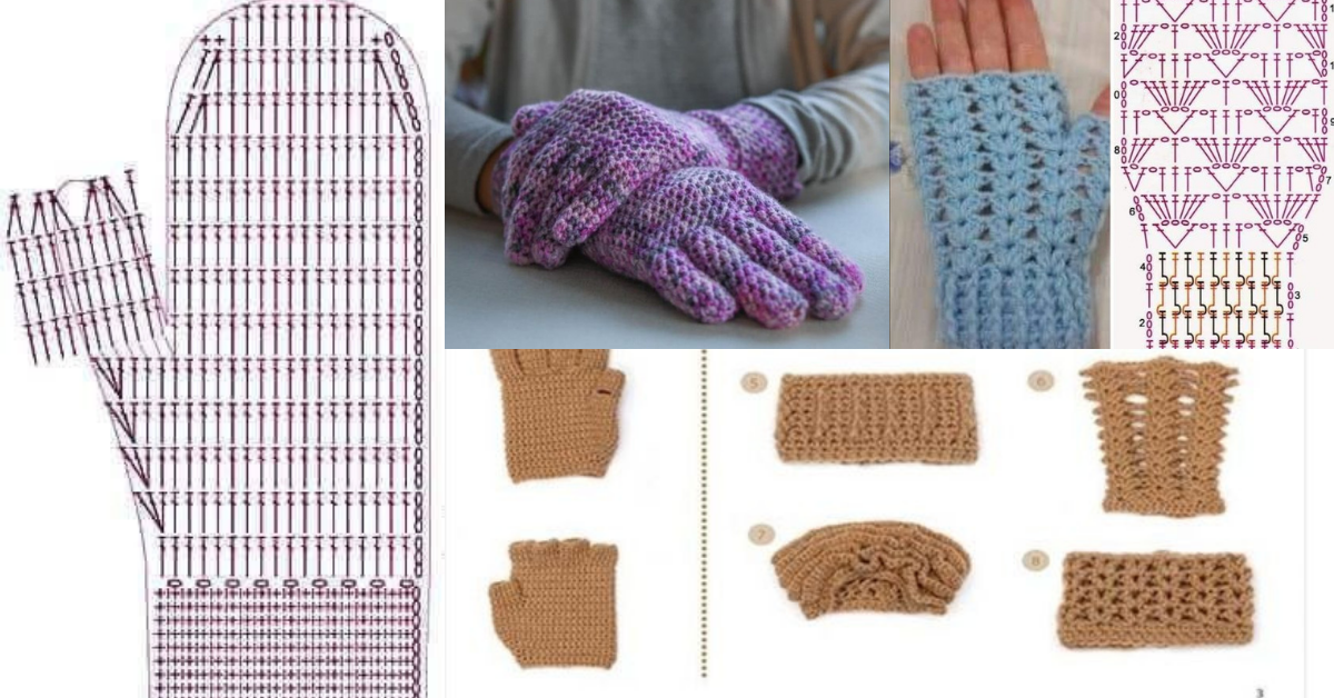 tutorial and ideas crochet gloves