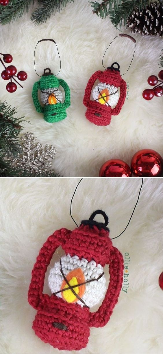 vintage camping lantern crochet ornament pattern 1