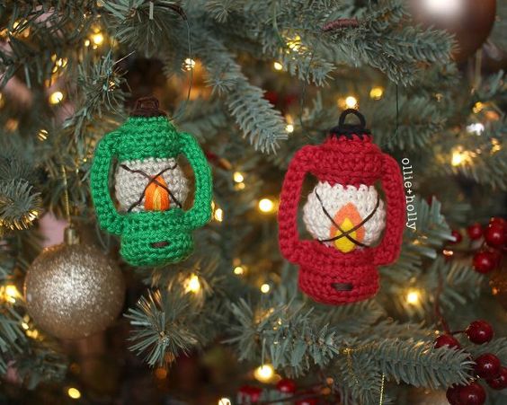 vintage camping lantern crochet ornament pattern 2