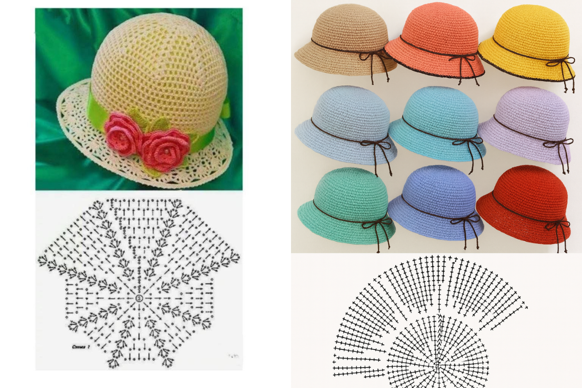 vintage crochet women summer sun hat crochet free patterns 2