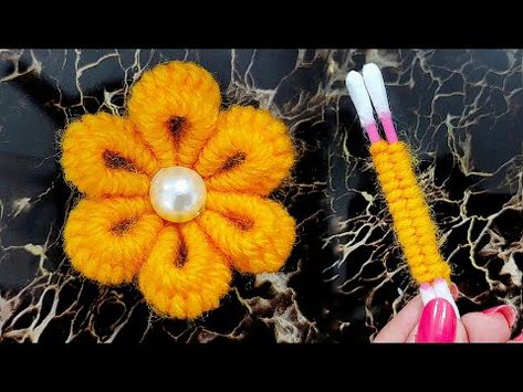 wool flowers made with cotton buds 3