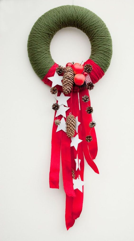 yarn wrapped christmas wreath 10