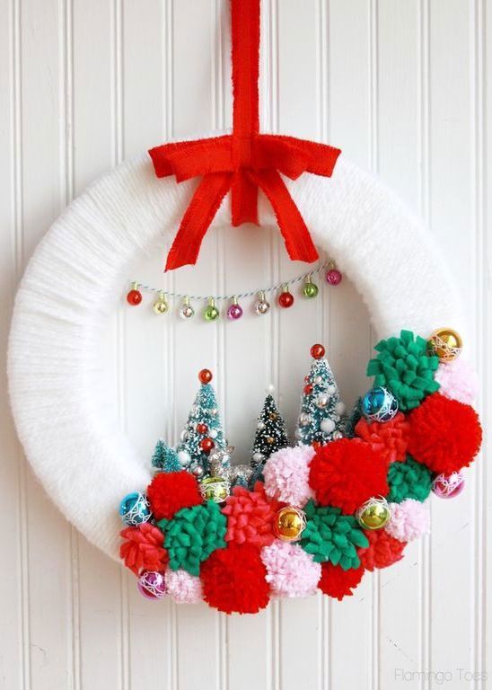 yarn wrapped christmas wreath 11