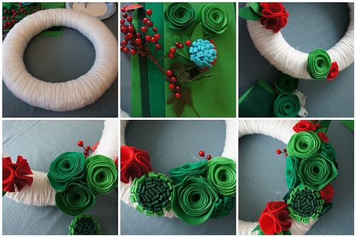 yarn wrapped christmas wreath